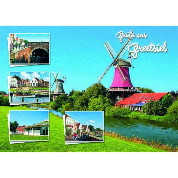Greetsiel Postkarten Brücke Windmühle Hafen