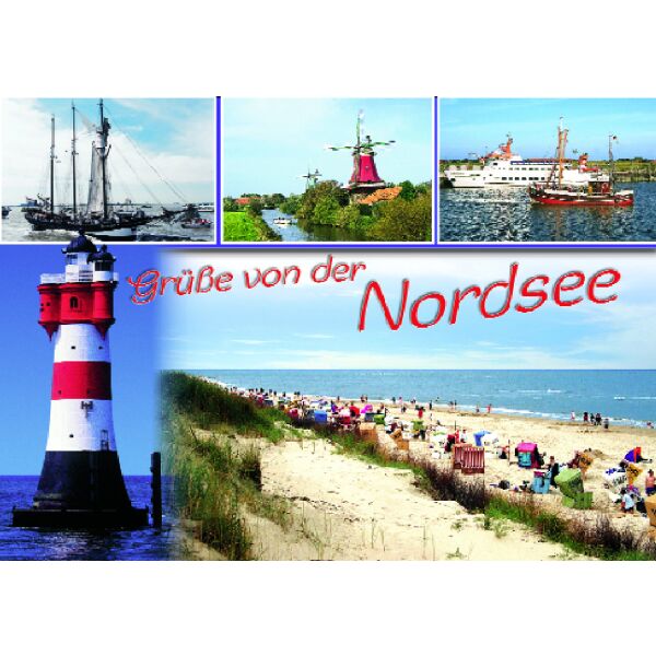 Ostfriesland Postkarten Grüße von der Nordsee Leuchtturm Schiffe