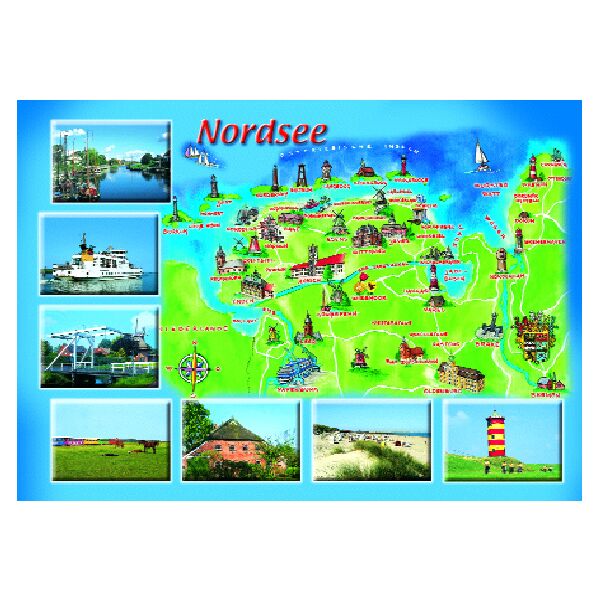 Ostfriesland Postkarten Nordsee Landkarte Bilder Leuchtturm