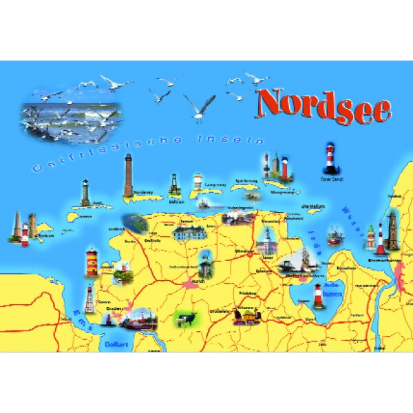 Ostfriesland Postkarten Nordsee Bilder Landkarte