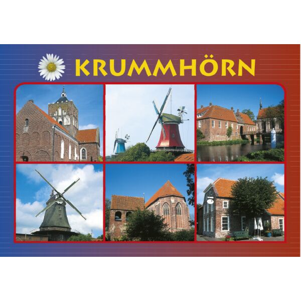 Krummhörn Pewsum Postkarten Windmühle Kirche