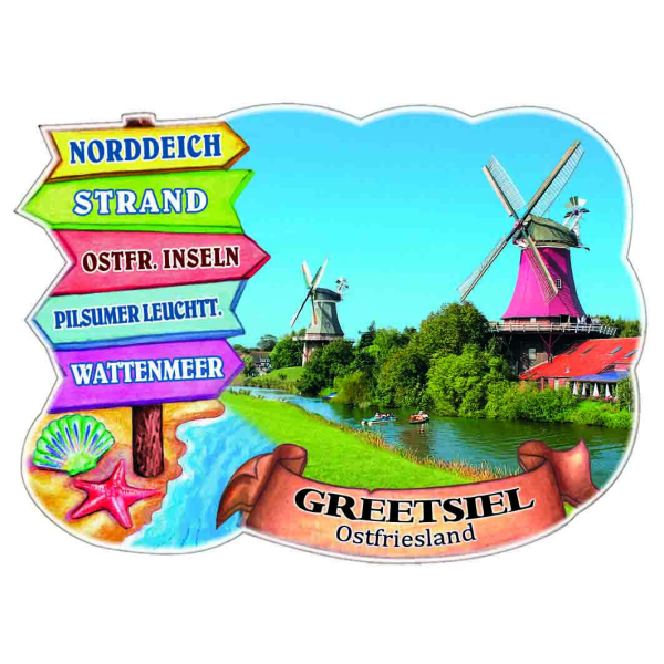 Greetsiel Kühlschrankmagnete ABS Muschel Hafen Leuchtturm Windmühle