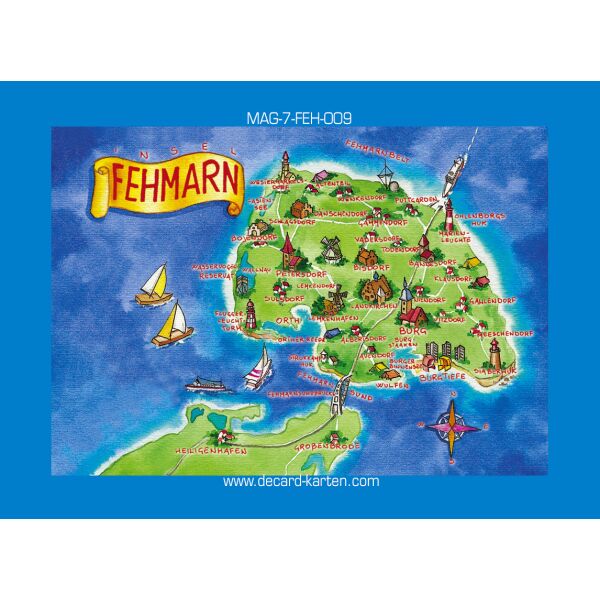 Insel Fehmarn Kühlschrankmagnete Landkarte mit Bildern