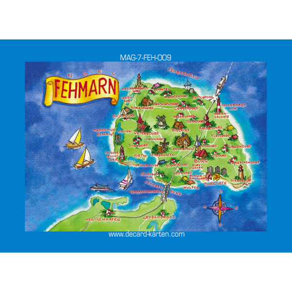 Insel Fehmarn Kühlschrankmagnete Landkarte mit Bildern