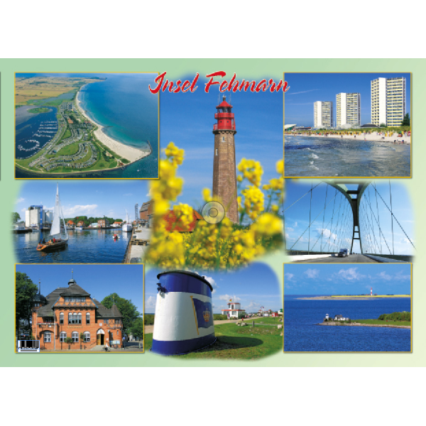 Insel Fehmarn Tischset Luftaufnahme Südstrand Hotel Leuchtturm Fähre
