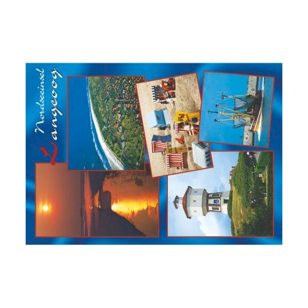 Insel Langeoog Postkarte Ansichtskarte Wasserturm Schiff Sonnentunergang