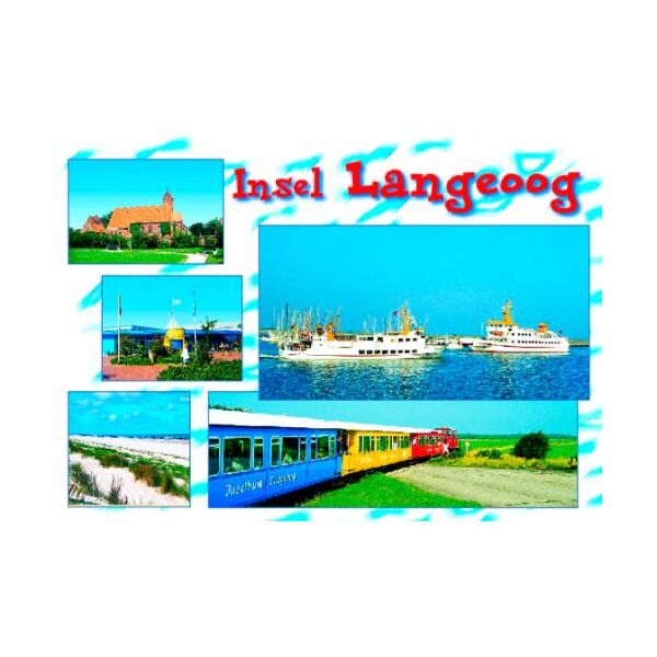 Insel Langeoog Postkarte Ansichtskarte Fähre Inselbahn Kirche
