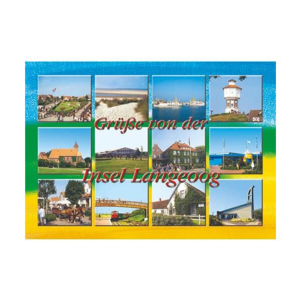 Insel Langeoog Postkarte Ansichtskarte Fähre Kirche Kutsche Strand
