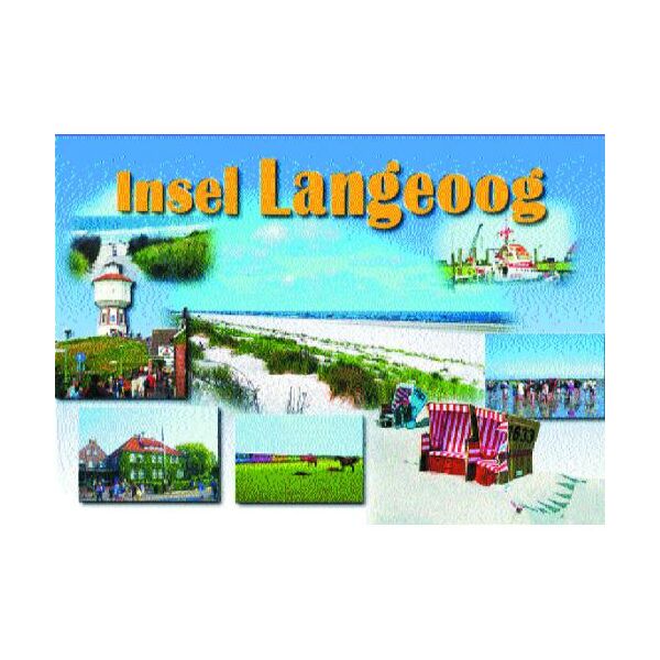 Insel Langeoog Postkarte Ansichtskarte Strand Inselbahn Strandkörbe