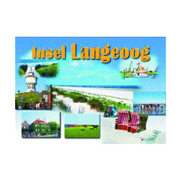 Insel Langeoog Postkarte Ansichtskarte Strand Inselbahn Strandkörbe