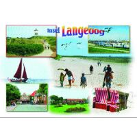 Insel Langeoog Postkarte Ansichtskarte Hafen Strand...