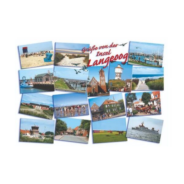 Insel Langeoog Postkarte Ansichtskarte Grüße von der Insel 16 Motive