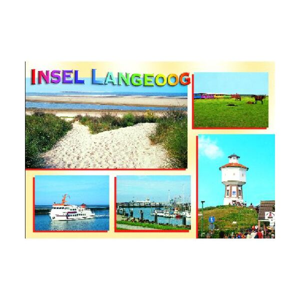 Insel Langeoog Postkarte Ansichtskarte Strandweg Inselbahn Fähre Hafen