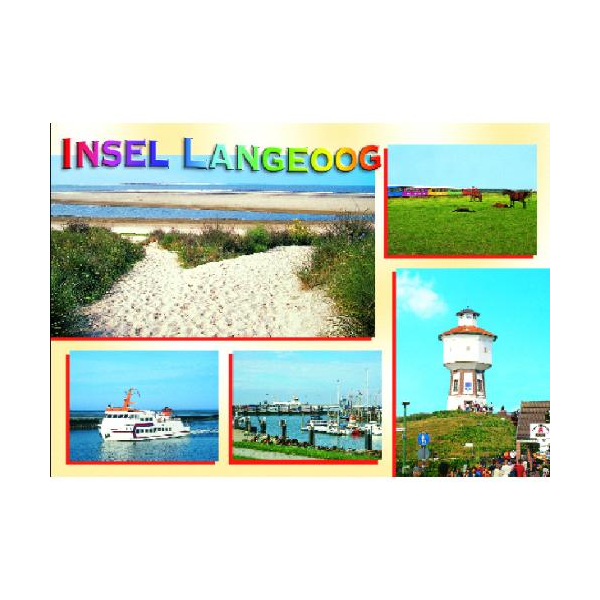 Insel Langeoog Postkarte Ansichtskarte Strandweg Inselbahn Fähre Hafen