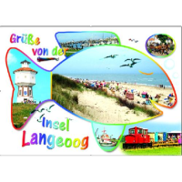 Insel Langeoog Postkarte Ansichtskarte Strand im Fisch...