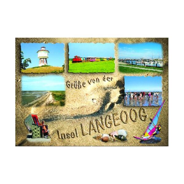 Insel Langeoog Postkarte Ansichtskarte Grüße von der Insel im Sand
