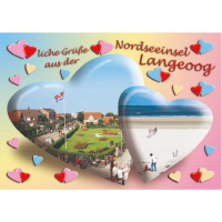 Insel Langeoog Postkarte Ansichtskarte Herzen Strand...