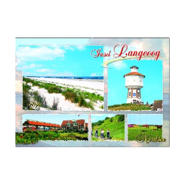 Insel Langeoog Postkarte Ansichtskarte Nordsee Strand Wasserturm Bahnhof