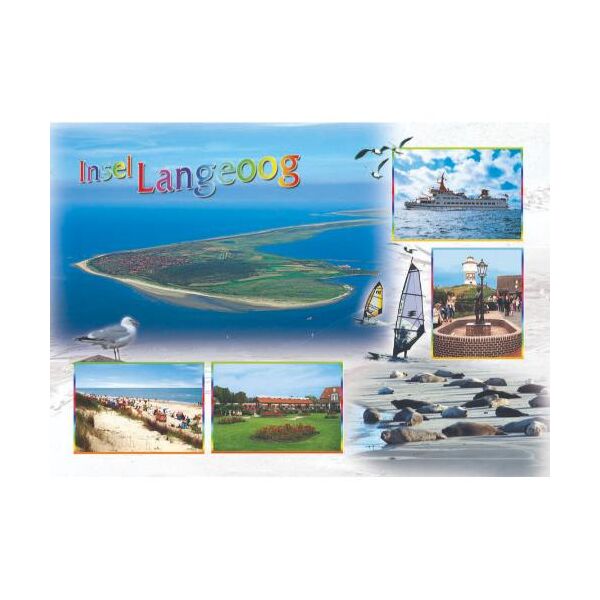 Insel Langeoog Postkarte Ansichtskarte Seehundbank Fähre Luftaufnahme