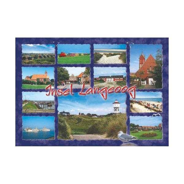 Insel Langeoog Postkarte Ansichtskarte 12 Motive Fähre Kirche Strand