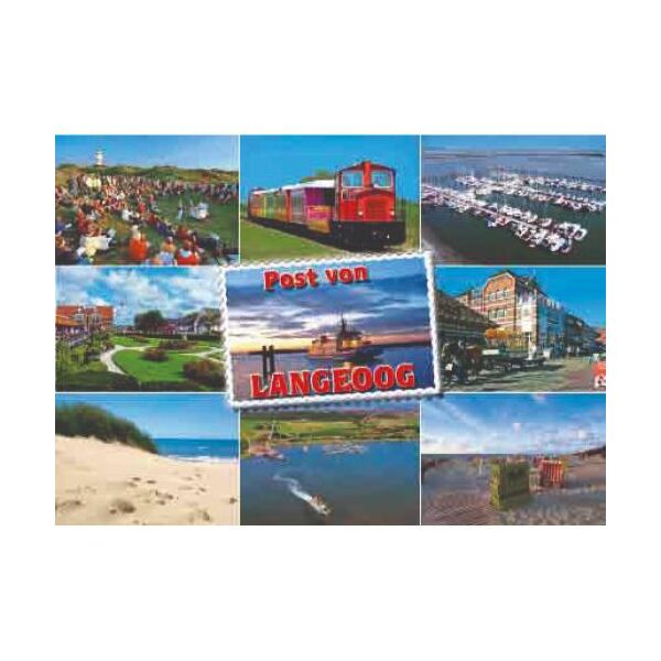 Insel Langeoog Postkarte Ansichtskarte Post von Langeoog Hafen Strand Fähre