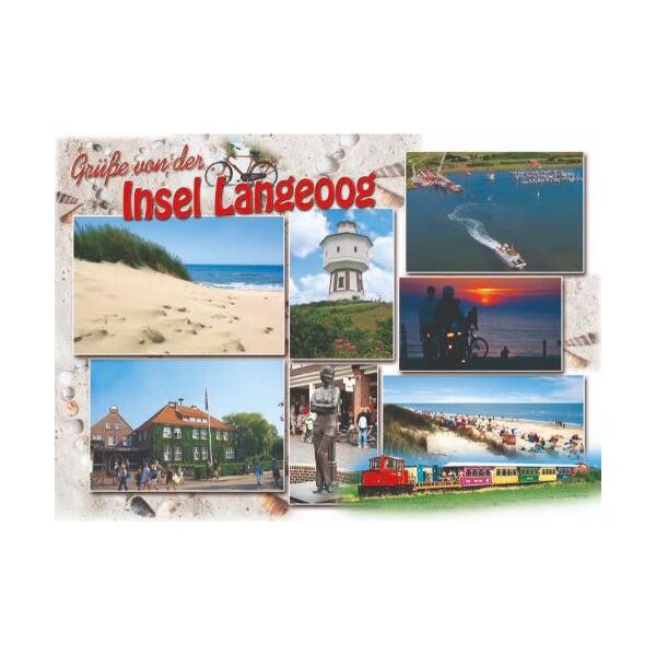 Insel Langeoog Postkarte Ansichtskarte Grüße von der Insel Statue Dämmerung