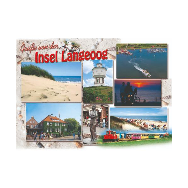 Insel Langeoog Postkarte Ansichtskarte Grüße von der Insel Statue Dämmerung