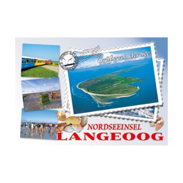 Insel Langeoog Postkarte Ansichtskarte Briefmarke Luftaufnahme