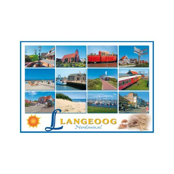 Insel Langeoog Postkarte Ansichtskarte 12 Motive Muscheln Seesterne