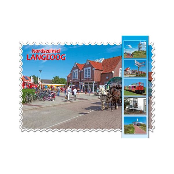 Insel Langeoog Postkarte Ansichtskarte Briefmarke Kutsche