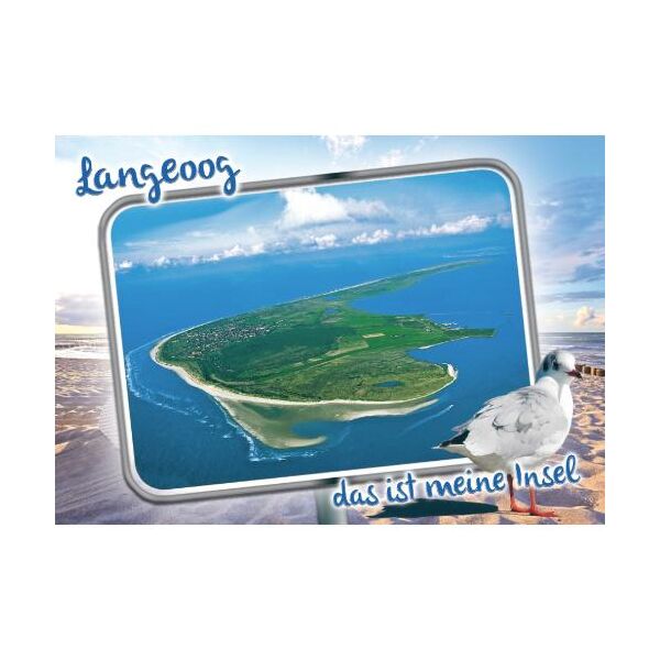 Insel Langeoog Postkarte Ansichtskarte Das ist meine Insel Luftaufnahme bewölkt
