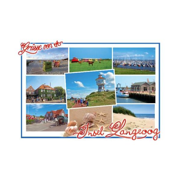Insel Langeoog Postkarte Ansichtskarte Hafen Fähre Wasserturm 9 Motive