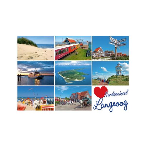 Insel Langeoog Postkarte Ansichtskarte 9 Motive Herz Nordseeinsel Langeoog