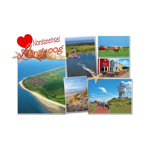 Insel Langeoog Postkarte Ansichtskarte Luftaufnahme Nordseite Fähre Strand