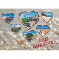 Insel Langeoog Postkarte Ansichtskarte 6 Herzen Muscheln