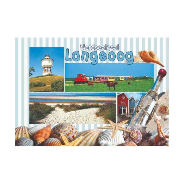 Insel Langeoog Postkarte Ansichtskarte Flaschenpost Strand Muscheln