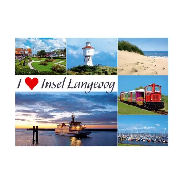 Insel Langeoog Postkarte Ansichtskarte LUX I Love Insel Langeoog Fähre