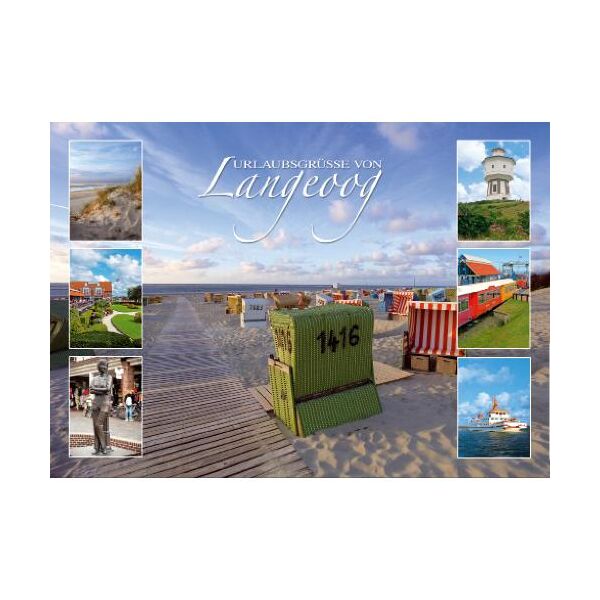 Insel Langeoog Postkarte Ansichtskarte LUX Urlaubsgrüße von Langeoog Strandkörbe