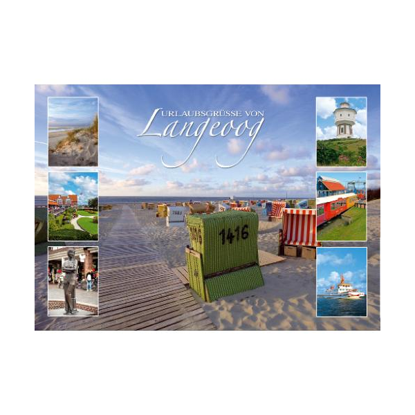 Insel Langeoog Postkarte Ansichtskarte LUX Urlaubsgrüße von Langeoog Strandkörbe