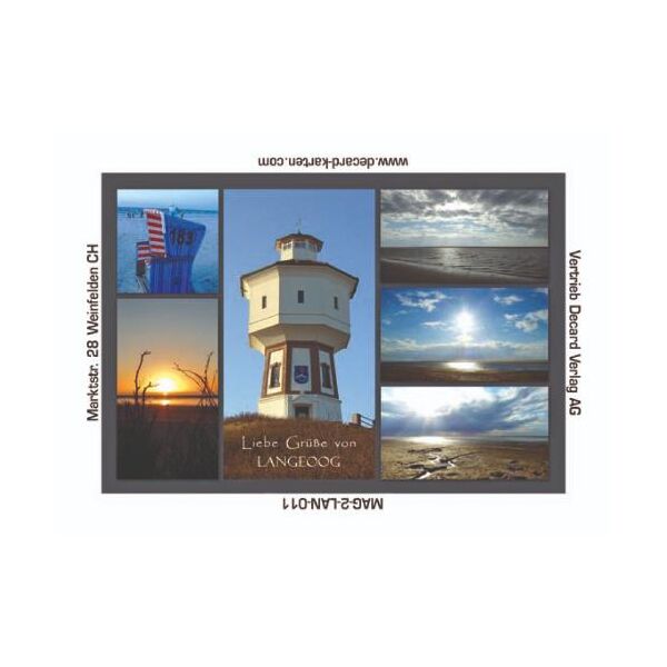 Insel Langeoog Kühlschrankmagnete Sonne Liebe Grüße von Langeoog Wasserturm