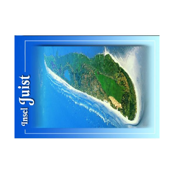 Insel Juist Postkarte Ansichtskarte weißer Rand Luftaufnahme