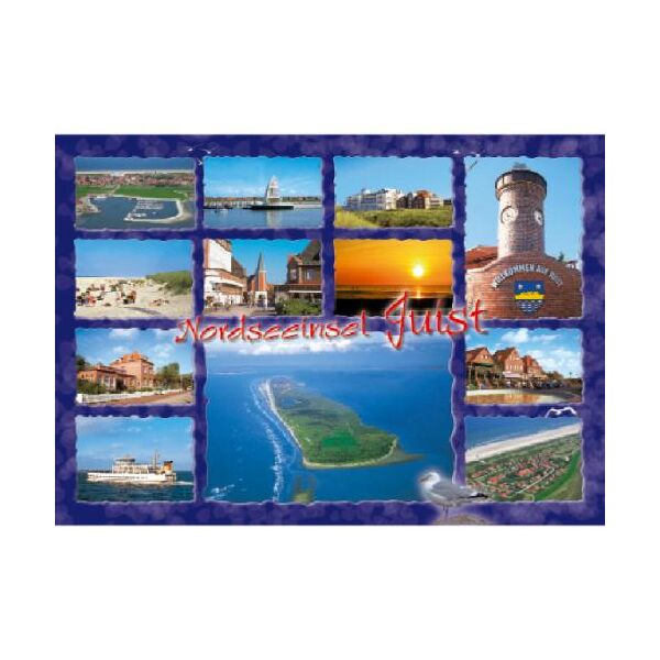 Insel Juist Postkarte Ansichtskarte Loog Fähre Luftaufnahme Nordseeinsel