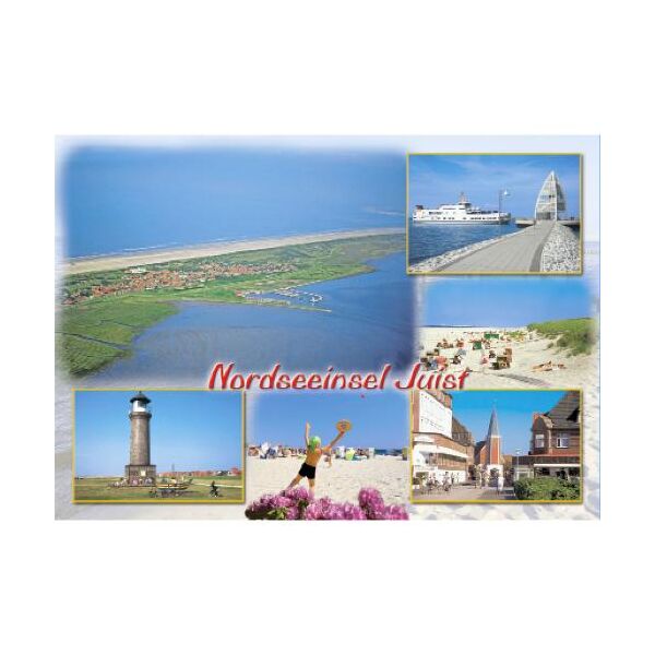 Insel Juist Postkarte Ansichtskarte Nordseeinsel Leuchtturm Strand