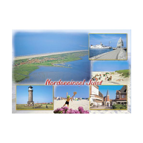 Insel Juist Postkarte Ansichtskarte Nordseeinsel Leuchtturm Strand