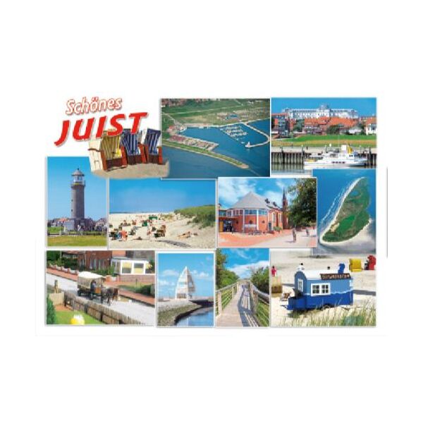Insel Juist Postkarte Ansichtskarte Schönes Juist Hafen Strand Leuchtturm