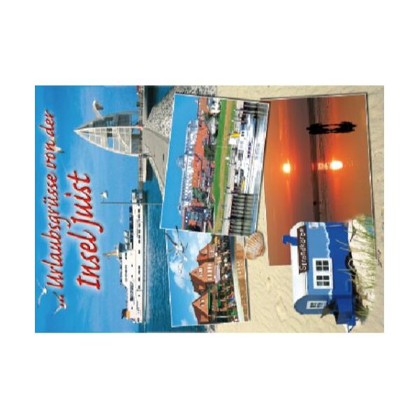 Insel Juist Postkarte Ansichtskarte Urlaubsgrüße Fähre Strand Dämmerung
