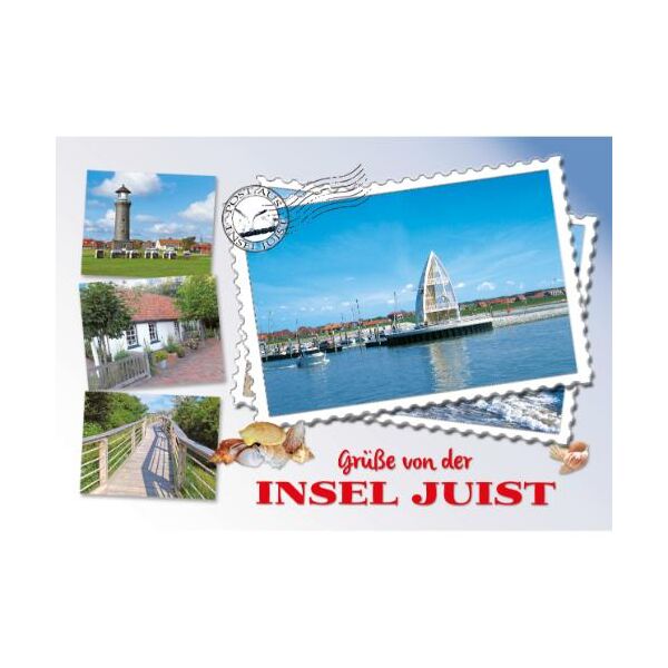 Insel Juist Postkarte Ansichtskarte Briefmarken Motiv