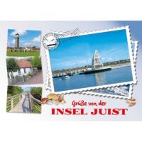 Insel Juist Postkarte Ansichtskarte Briefmarken Motiv
