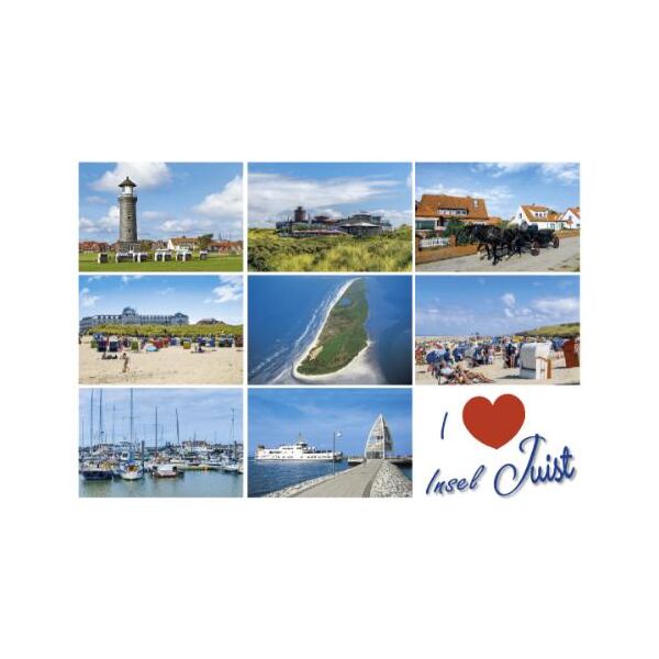 Insel Juist Postkarte Ansichtskarte Kutsche Luftaufnahme Leuchtturm