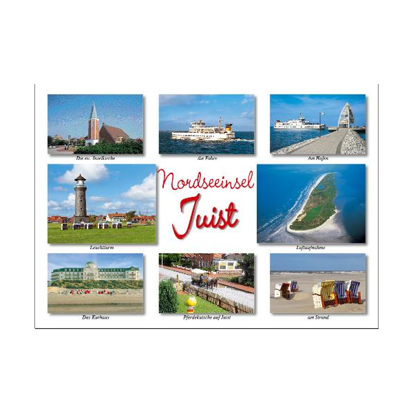 Insel Juist Postkarte Ansichtskarte LUX Nordseeinsel Juist Kirche Fähre Kurhaus
